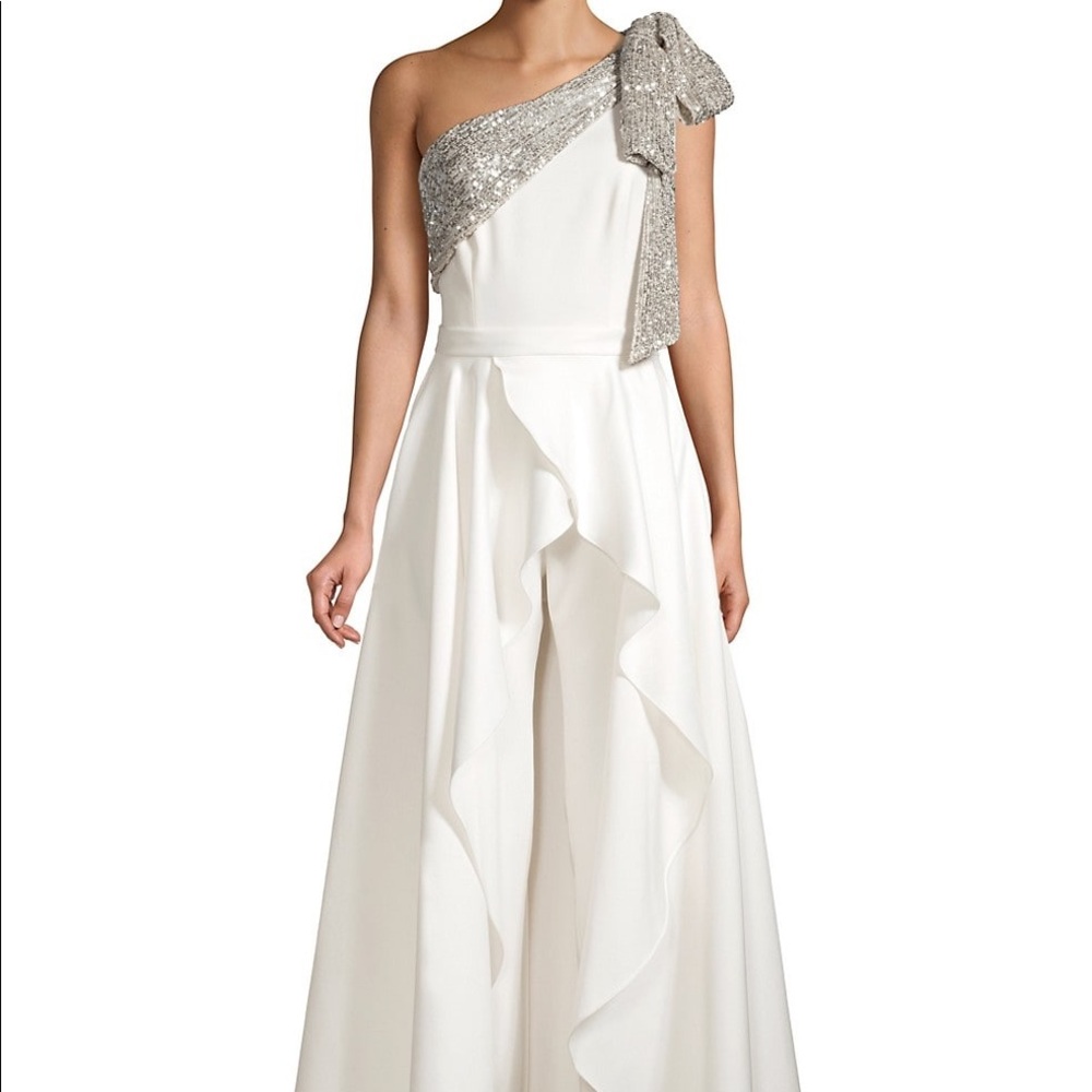 Jay Godfrey Gavin One-Shoulder Jumpsuit w Skirt